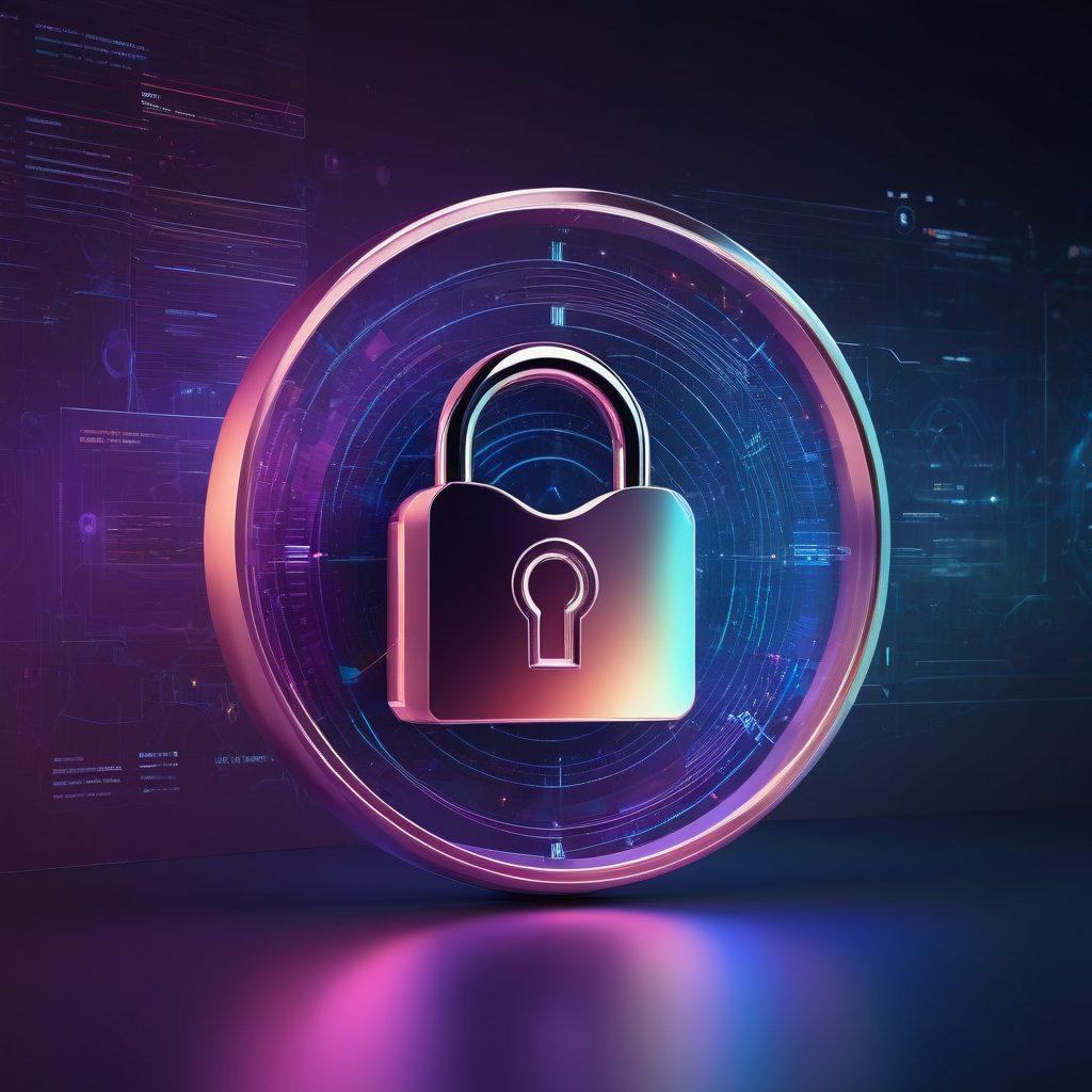 A sleek, modern website interface displaying dynamic graphs and content highlights symbolizing exclusive insights. Incorporate a glowing padlock representing security and exclusivity, with an abstract background of swirling data and symbols denoting knowledge. Use vibrant colors and a futuristic aesthetic to emphasize innovation and power in information. super-realistic. vibrant colors. 3D.